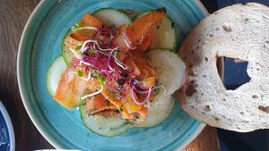 Carrot Salmon Bagel at Grand Café Lochergut in Zurich