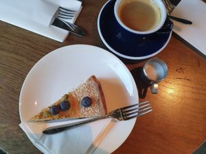 Vegan cheesecake at Grand Café Lochergut in Zurich