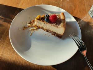 Vegan cheesecake at Grand Café Lochergut in Zurich
