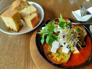 Vegan Skakshuka at Grand Café Lochergut in Zurich