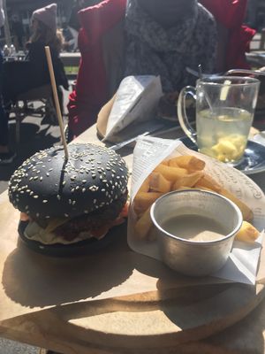 falafel burger  at Grand Café Lochergut in Zurich