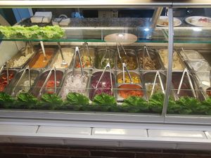 Salad choices at Falafel Street in Valletta