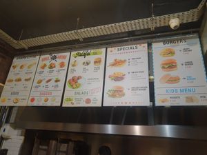 Menu at Falafel Street in Valletta