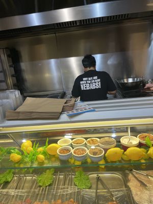 A lot of spices and vegetables   at Falafel Street in Valletta
