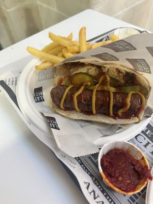 Beyond meat hotdoggs  at Falafel Street in Valletta