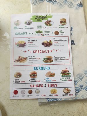 Vegan options clearly labelled!! at Falafel Street in Valletta