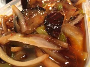 Fried Aubergine in black bean sauce  at Happy Garden The Orient in Rowlands Gill