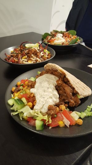 Had a delicious lunch here the other day! In this photo: pita with mushroom gyros, Asian noodle bowl and the spinach-avocado bowl. Highly recommend this place! The people are frien at Plantastic's Streetfood Kitchen in Rotterdam