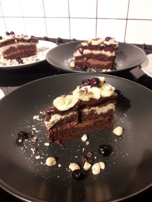 Vegan bananatella pie at Plantastic's Streetfood Kitchen in Rotterdam