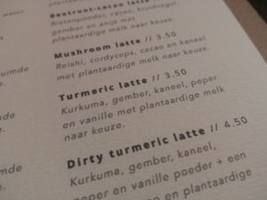 Latte variety at Plantastic's Streetfood Kitchen in Rotterdam