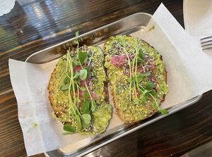 avocado toast   at Root in Newport