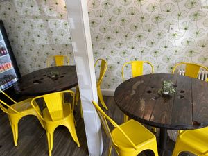 Indoor seating area at Root in Newport