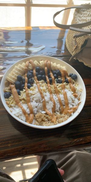 Steel cut oatmeal bowl at Root in Newport
