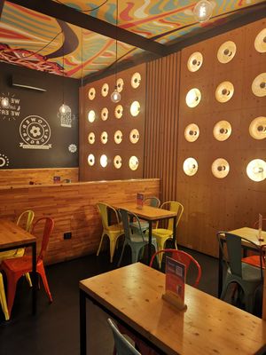 Informal interior at Flower Burger in Bari