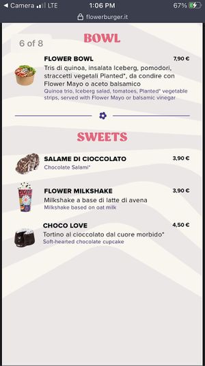 English Menu  at Flower Burger in Bari