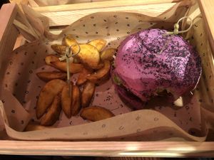 Flower Burger with pink bun 💖 at Flower Burger in Bari