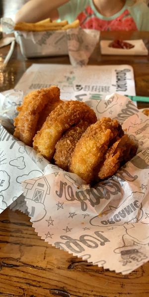 Onion rings  at Bareburger in Atlanta