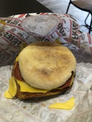 Egg and bacon breakfast  at Lord of the Fries in Wellington