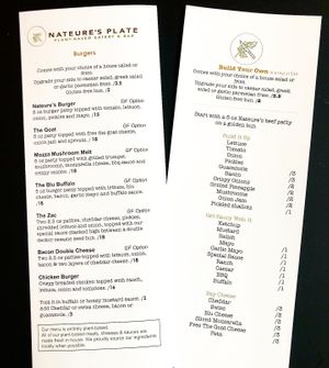 New menu! at Nateure's Plate in Peterborough