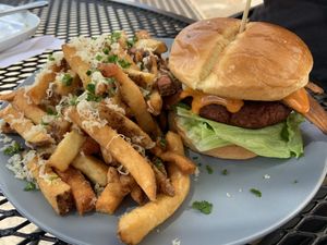 Blue cheese burger at Nateure's Plate in Peterborough