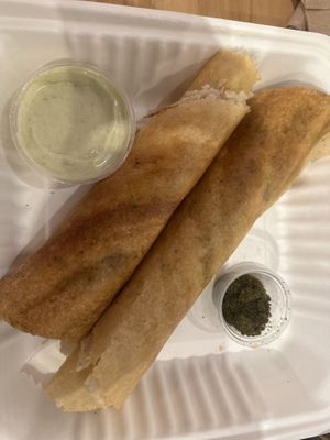 Came with spices and dipping sauce   at Art of Dosa in Chicago