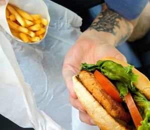 Chik'n sandwich and fries at Gentle Grill in Temecula