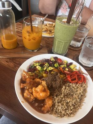 Hola Hola bowl. I love surprises smoothie & Jamu drink   at Nourish in Hoi An