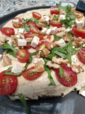 Vegan feta hummus toast at Nourish in Hoi An