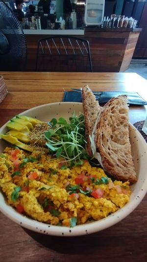 They have the best texture scramble tofu. at Nourish in Hoi An