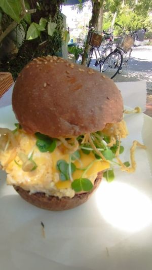 Breaky Burger, yum! at Nourish in Hoi An