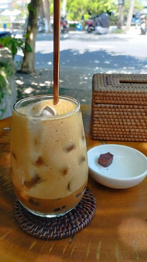 Ca Phe Sua (it comes with a complimentary dark chocolate) at Nourish in Hoi An