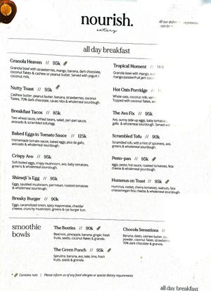 An extensive menu. at Nourish in Hoi An