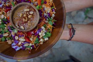 Salad with Indonesian satay. at Nourish in Hoi An
