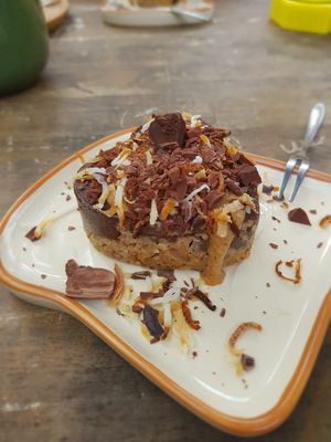 Chocolate almond cheesecake 💚 at Nourish in Hoi An