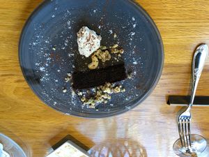 Chocolate cake at Longing House Restaurant in Nagano