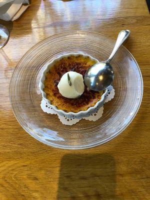 Pumpkin creme brulee  at Longing House Restaurant in Nagano