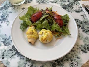 Salad with the daily menu  at Donna Veggie in Guimaraes