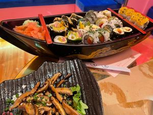 24 piece sushi & shiitake mushrooms at Legumi Sushi Vegan in Lisbon