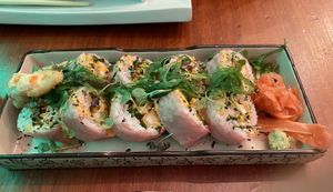 Fried shrimp maki  at Legumi Sushi Vegan in Lisbon