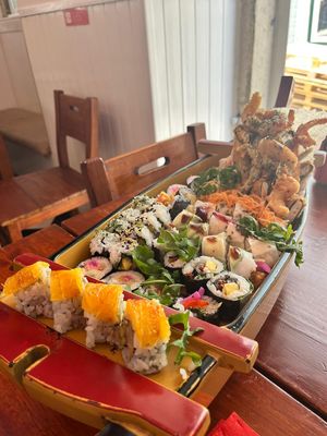 Taster menu - all you can eat but order as you go. Effectively you get some starters that is followed by the boat. All insanely good. The staff were so nice too   at Legumi Sushi Vegan in Lisbon