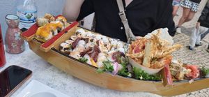 Sushi boat at Legumi Sushi Vegan in Lisbon