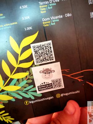 Logo HC directly on menu ! at Legumi Sushi Vegan in Lisbon