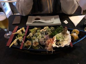 Sushi ship at Legumi Sushi Vegan in Lisbon