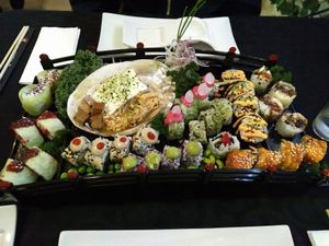 Vegan Sushi-bridge for two persons. at Legumi Sushi Vegan in Lisbon