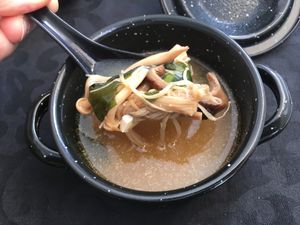 Appetizer dish - Miso soup at Legumi Sushi Vegan in Lisbon