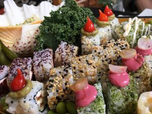 Sushi boat at Legumi Sushi Vegan in Lisbon