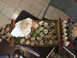 Boat of sushi  at Legumi Sushi Vegan in Lisbon
