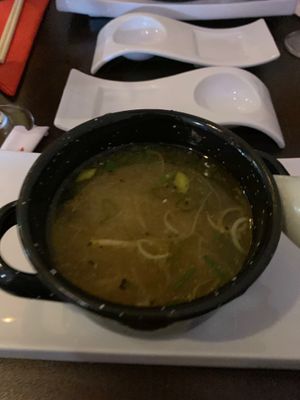 Miso soup at Legumi Sushi Vegan in Lisbon