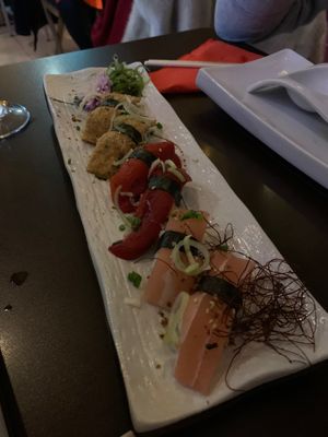 Nigiris starter at Legumi Sushi Vegan in Lisbon