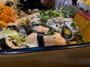 Sushi boat at Legumi Sushi Vegan in Lisbon